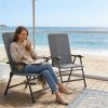 Folding chair, terrace chair set of two, camping chair, outdoor chair, light gray