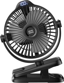 Clip on Fan - 720Â° Rotation Portable Small Fan with LCD Digital Display, 8000mAh Low Noise Desk Fan for Outdoor Camping/Stroller/Home/Office