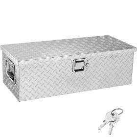 Heavy Duty Aluminum Truck Bed Tool Box, Diamond Plate Tool Box with Side Handle and Lock Keys, Storage Tool Box Chest Box Organizer for Pickup