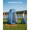 Pop up Shower Tent, Instant Portable Privacy Tent Changing Room with Hanging Bag, Ground Stakes, Ropes, Carry Bag, 190T Polyester with Silver Coating