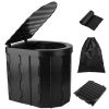 Portable Toilet Foldable Emergency Porta Potty with Lid Carry Bag 1 Roll Garbage Bags for Car Travel Camping Boating Hiking Cleanable Travel Commode