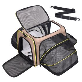 Expandable Soft Pet Carrier, Multiple Sizes and Colors Available(black,grey,blue,brown) (Color: brown)