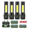 2Set USB Rechargeable COB LED Flashlight Zoomable Torch Light Lamp Camping Portable