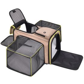 Cat Carrier,Portable Pet Carrier Bag for Cats and Small Dogs,Foldable Soft-Sided and Scratch-Proof mesh Cat Bag Pet Carriers (Color: brown)