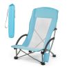 Folding Beach Chair, High Back Camping Chairs for Adults, with Cup Pocket, Mesh Back, Carry Bag