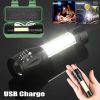2Set USB Rechargeable COB LED Flashlight Zoomable Torch Light Lamp Camping Portable