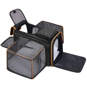Cat Carrier,Portable Pet Carrier Bag for Cats and Small Dogs,Foldable Soft-Sided and Scratch-Proof mesh Cat Bag Pet Carriers (Color: Black)